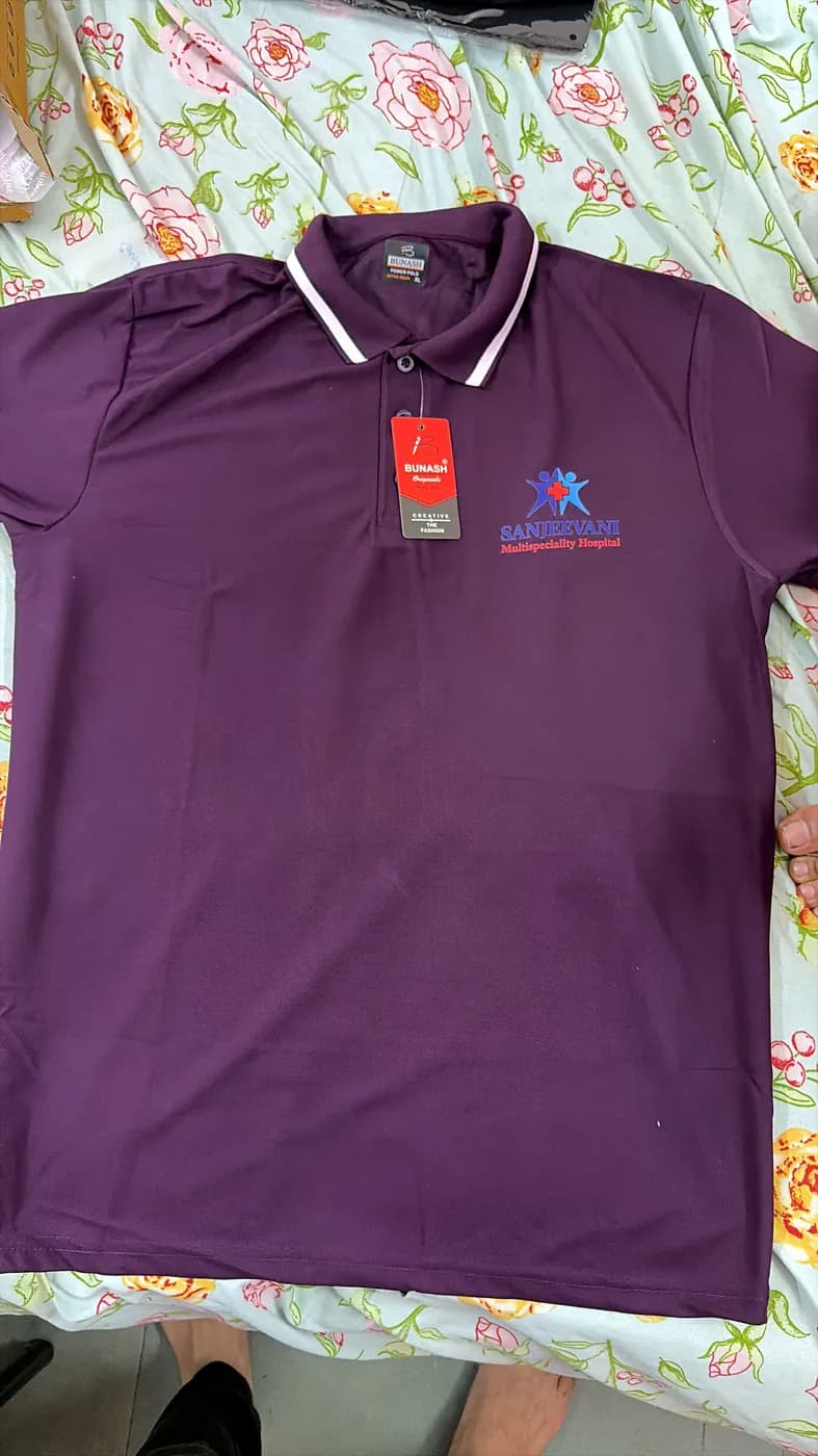 Purple tipped polo — chest logo